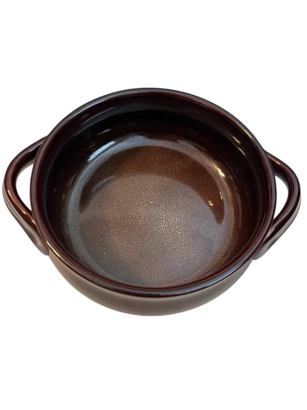 Nantucket Brown Ceramic Soup Bowl/ casserole dish With Handles - Microwave & Dis